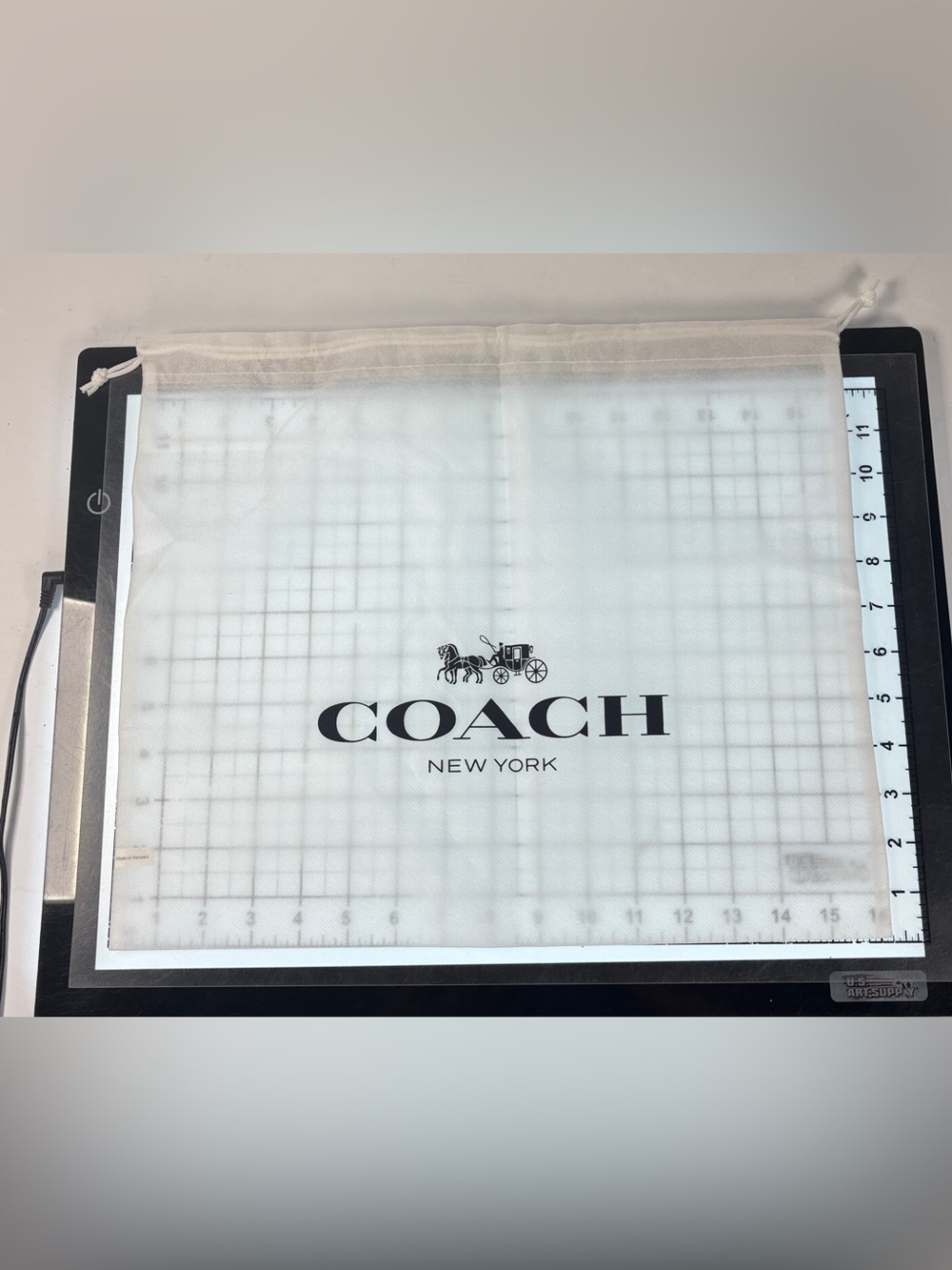 Coach New York Dust Bag - White with Black Logo 12 by 12 inches. Draw string